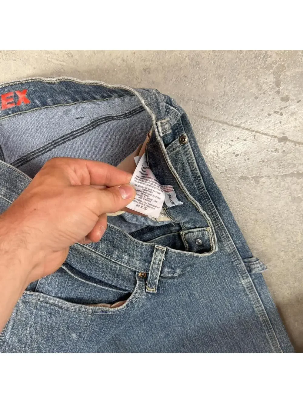 vintage dickies relaxed baggy fit dark blue jeans size 34 x 30